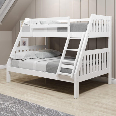 Donco  Twin/Full Mission Bunk Bed White 1018-3TFW - Bedroom Depot USA
