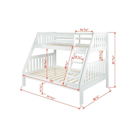 Donco  Twin/Full Mission Bunk Bed White 1018-3TFW - Bedroom Depot USA