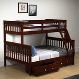 Donco Twin/Full Mission Bunk Bed W/Dual Under Bed Drawers In Dark Cappuccino Finish 122-3-TFCP_505-CP - Bedroom Depot USA