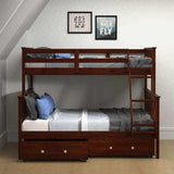 Donco Twin/Full Mission Bunk Bed W/Dual Under Bed Drawers In Dark Cappuccino Finish 122-3-TFCP_505-CP - Bedroom Depot USA