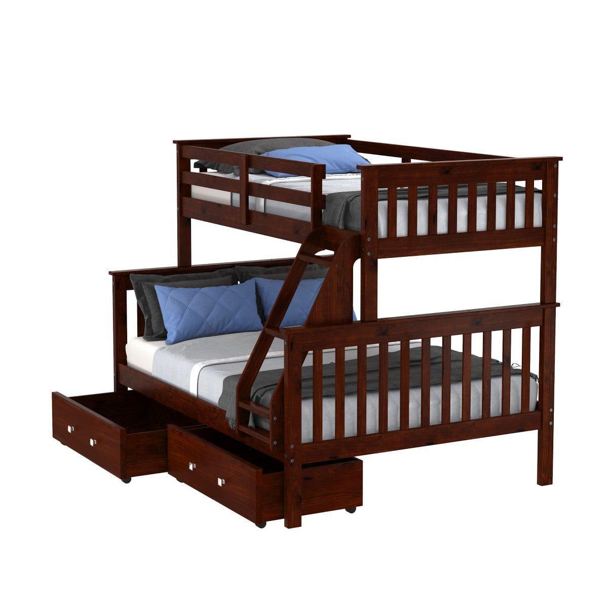 Donco Twin/Full Mission Bunk Bed W/Dual Under Bed Drawers In Dark Cappuccino Finish 122-3-TFCP_505-CP - Bedroom Depot USA