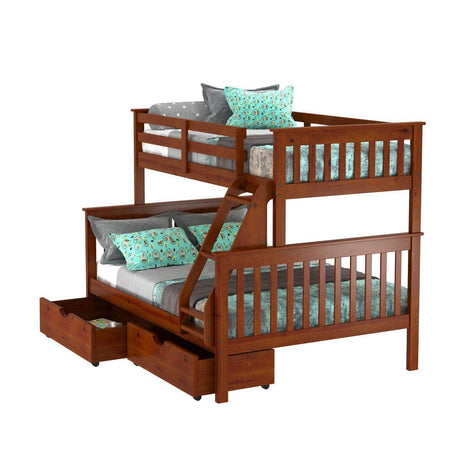 Donco  Twin/Full Mission Bunkbed With Dual Underbed Drawers Espresso 122-3-TFE_505-E - Bedroom Depot USA