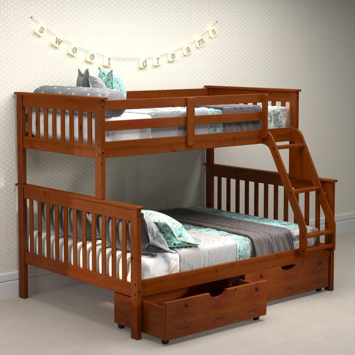 Donco  Twin/Full Mission Bunkbed With Dual Underbed Drawers Espresso 122-3-TFE_505-E - Bedroom Depot USA