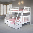 Donco  Twin/Full Mission Bunk Bed W/Dual Under Bed Drawers In White Finish 1018-3TFW_505-W - Bedroom Depot USA