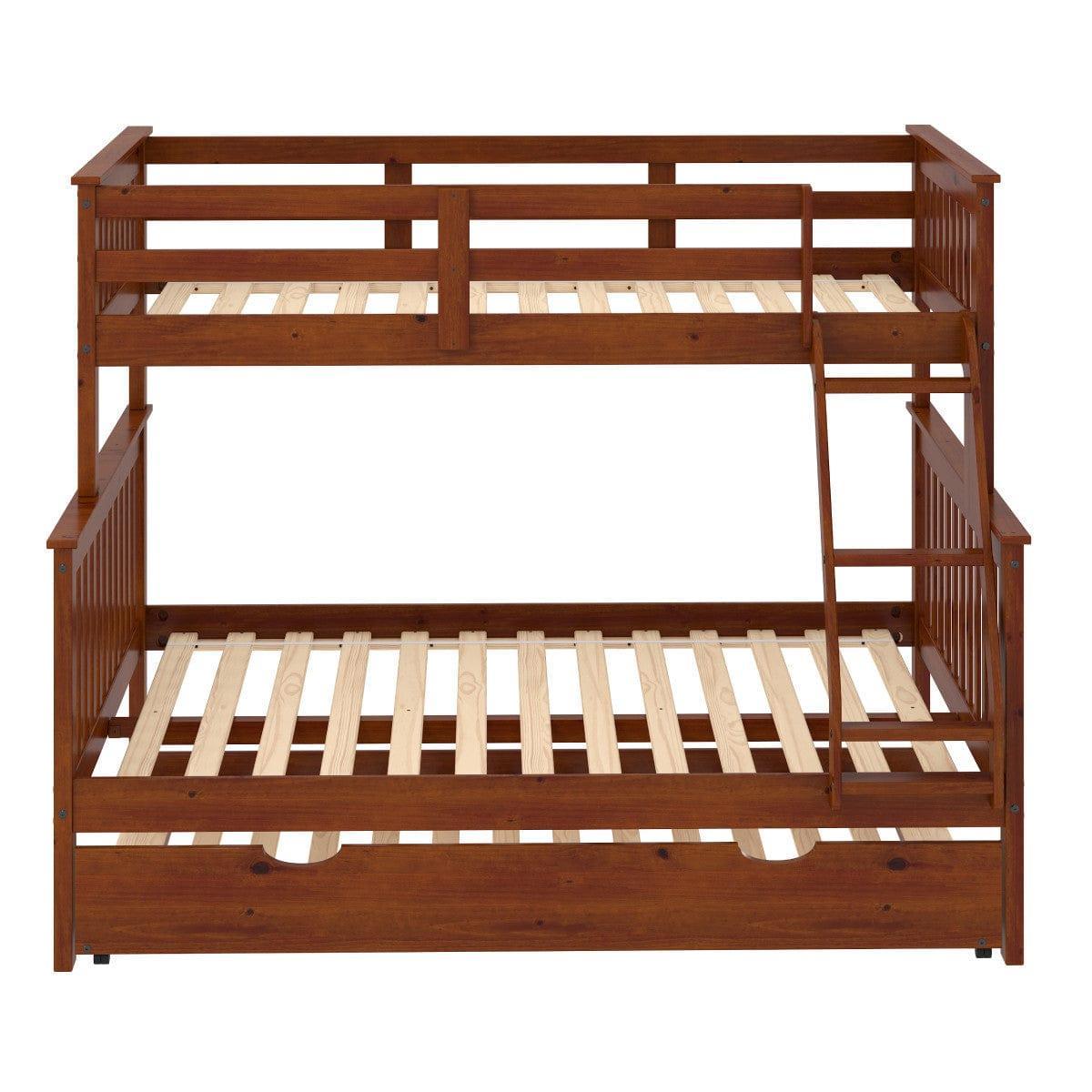 Donco Twin/Full Mission Bunkbed With Trundle Bed Light Espresso 122-3-TFE_503-E - Bedroom Depot USA