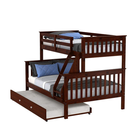 Donco Twin/Full Mission Bunk Bed W/Twin Trundle Bed 122-3-TFCP_503-CP - Bedroom Depot USA