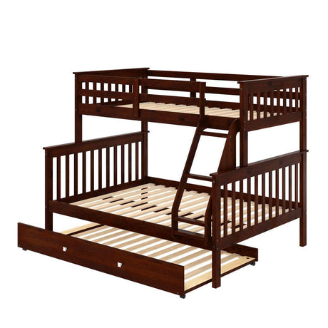 Donco Twin/Full Mission Bunk Bed W/Twin Trundle Bed 122-3-TFCP_503-CP - Bedroom Depot USA