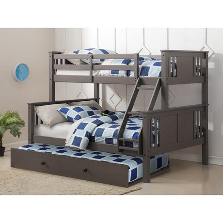 Donco Twin/Full Princeton Bunk Bed With Trundle Bed Slate Grey 318-TFSG_503-SG - Bedroom Depot USA