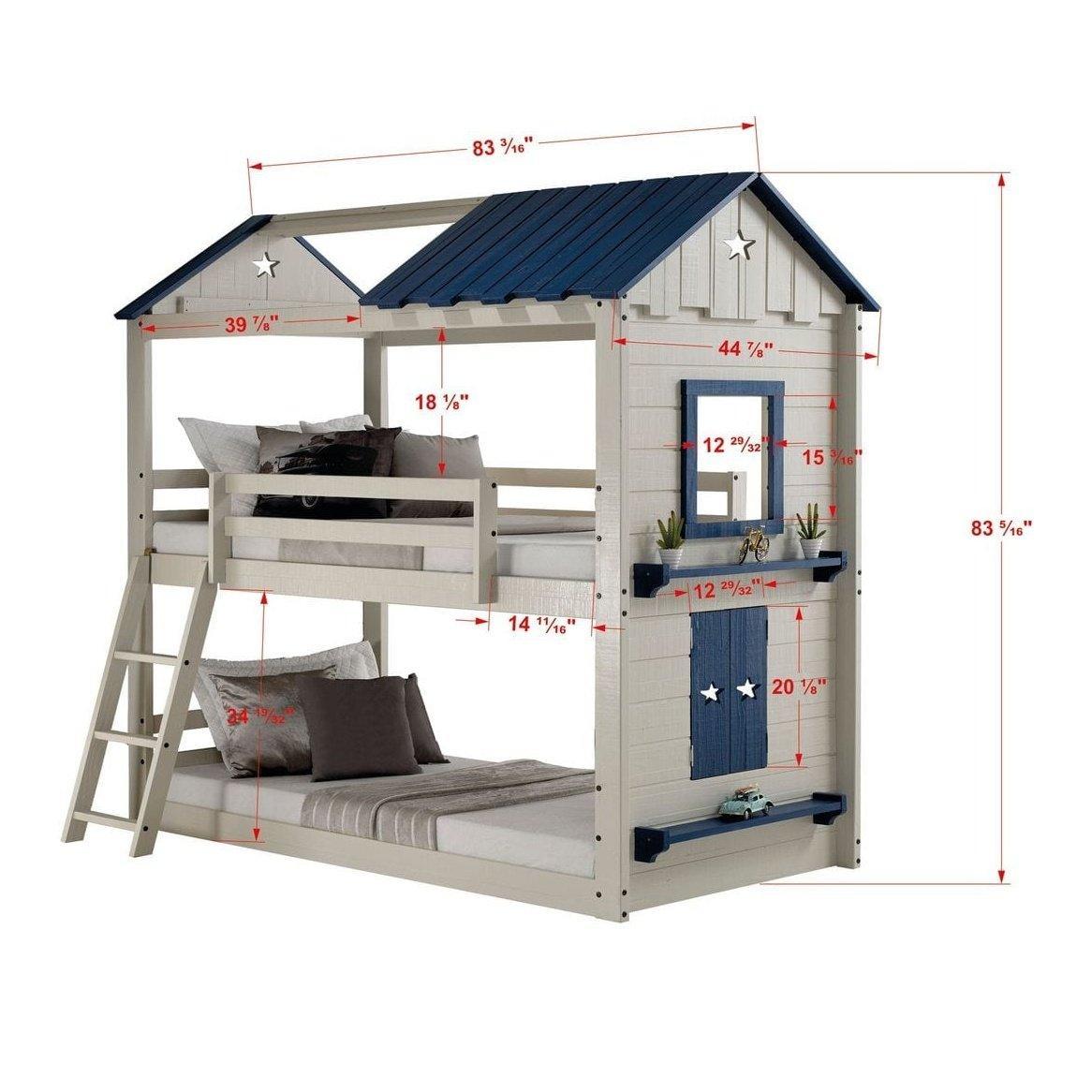 Donco T/T Star Gaze Bunk Light Grey & Blue 1580-TTLGB - Bedroom Depot USA