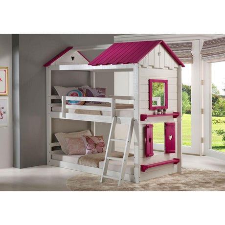 Donco T/T Sweetheart Bunk White & Pink 1570-TTWP - Bedroom Depot USA