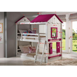 Donco T/T Sweetheart Bunk White & Pink 1570-TTWP - Bedroom Depot USA