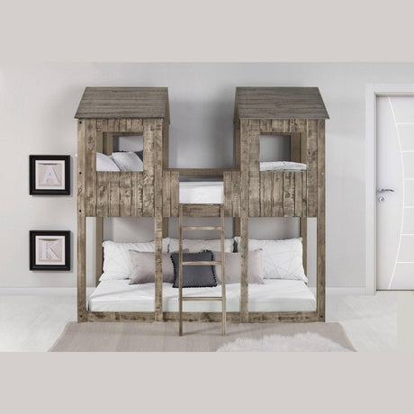 Donco T/T Tower Bunkbed Rustic Dirty White 3225-TTRDW - Bedroom Depot USA