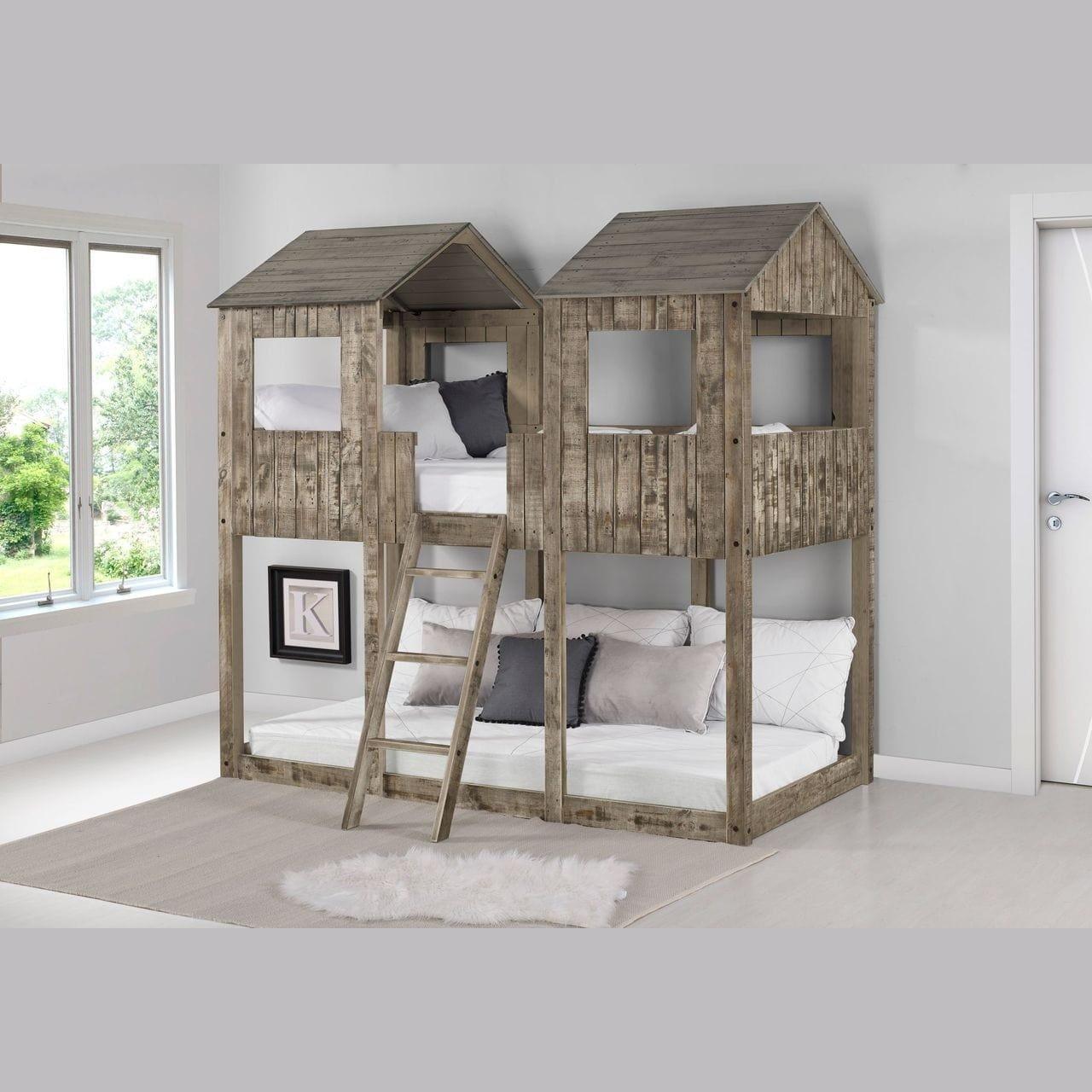 Donco T/T Tower Bunkbed Rustic Dirty White 3225-TTRDW - Bedroom Depot USA