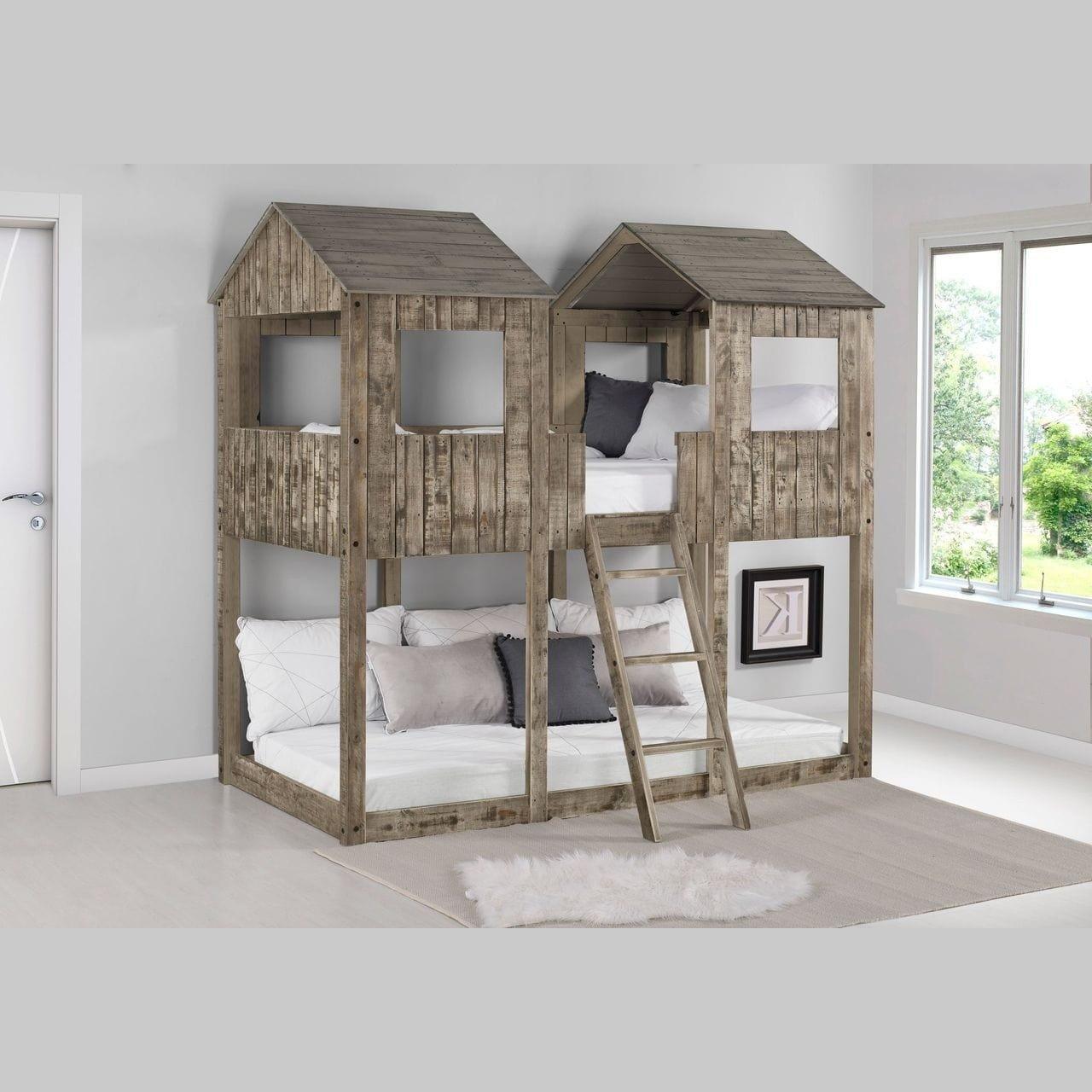 Donco T/T Tower Bunkbed Rustic Dirty White 3225-TTRDW - Bedroom Depot USA