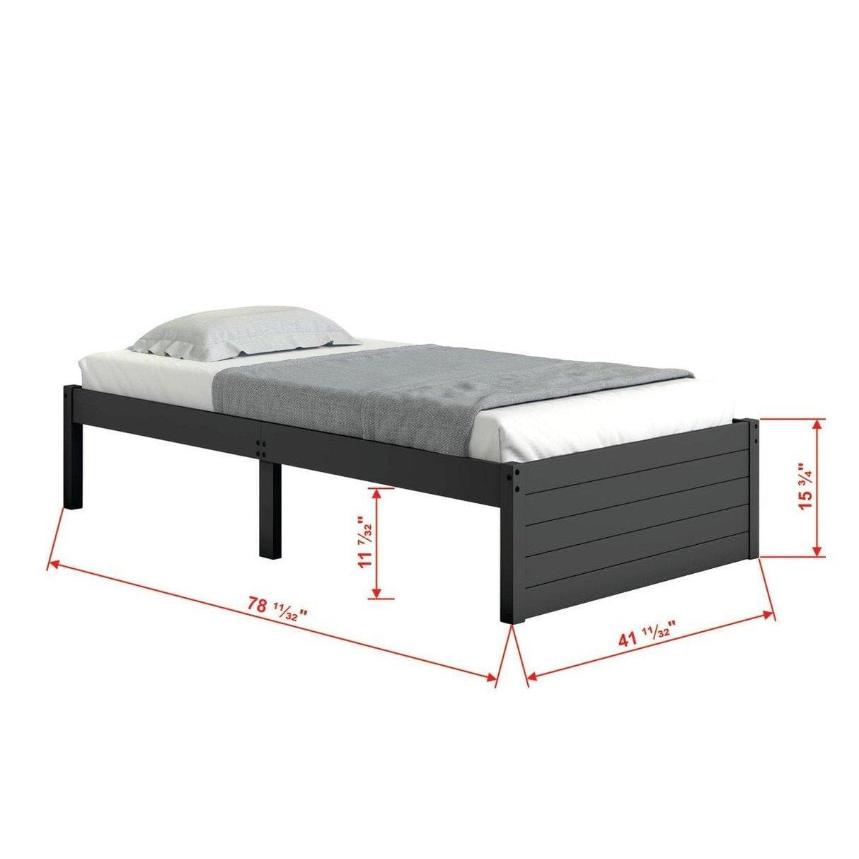 Donco Twin Bed Dark Grey 400-TDG - Bedroom Depot USA
