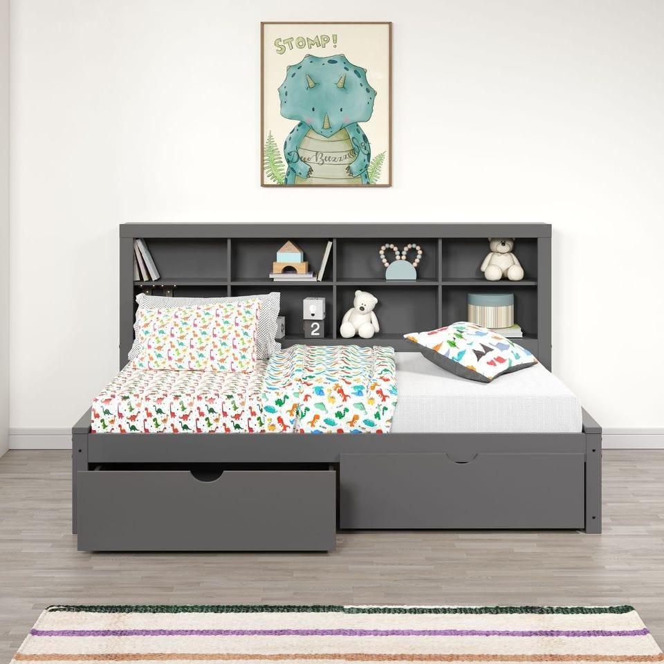 Donco Twin Bookcase Day Bed W/ Dual Under Bed Drawers - Bedroom Depot USA