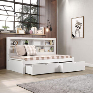 Donco Twin Bookcase Day Bed W/ Dual Under Bed Drawers - Bedroom Depot USA