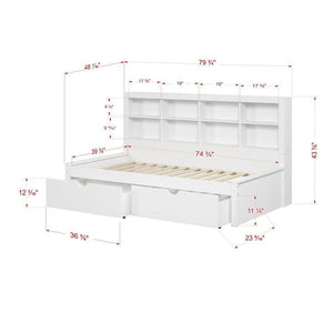 Donco Twin Bookcase Day Bed W/ Dual Under Bed Drawers - Bedroom Depot USA