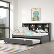 Donco Twin Bookcase Day Bed W/ Twin Trundle Bed - Bedroom Depot USA