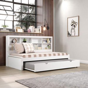 Donco Twin Bookcase Day Bed W/ Twin Trundle Bed - Bedroom Depot USA