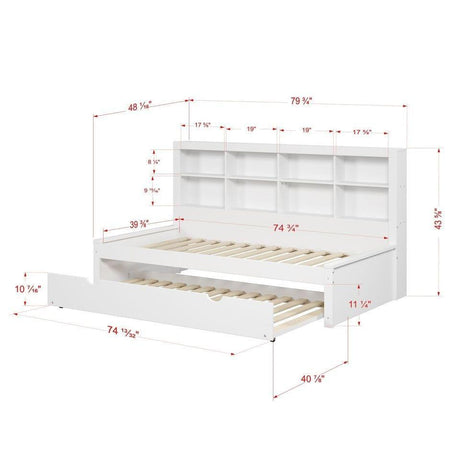 Donco Twin Bookcase Day Bed W/ Twin Trundle Bed - Bedroom Depot USA