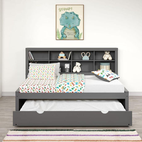 Donco Twin Bookcase Day Bed W/ Twin Trundle Bed - Bedroom Depot USA