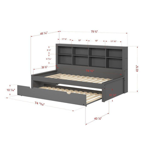 Donco Twin Bookcase Day Bed W/ Twin Trundle Bed - Bedroom Depot USA