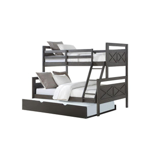 Donco Twin/Full Bunk Bed Rustic Grey Finish With Twin Trundle Bed In Low Sheen Black Finish 0518-TFRG_503-BK - Bedroom Depot USA