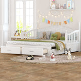 Twin Daybed, Extends to King Size, Trundle with Two Drawers, White
