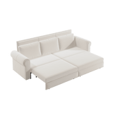 King Sleeper Sofa Bed 94", 3-in-1 Convertible in Velvet with Nailhead Trim