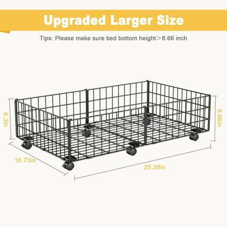 Under Bed Storage with Wheels, 2 Pack Living Room Bedroom Storage Organizers