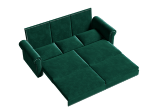 King Sleeper Sofa Bed 94", 3-in-1 Convertible in Velvet with Nailhead Trim