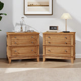 Nightstand Set of 2, Hazel 3-Drawers Storage, Side Tables, Natural
