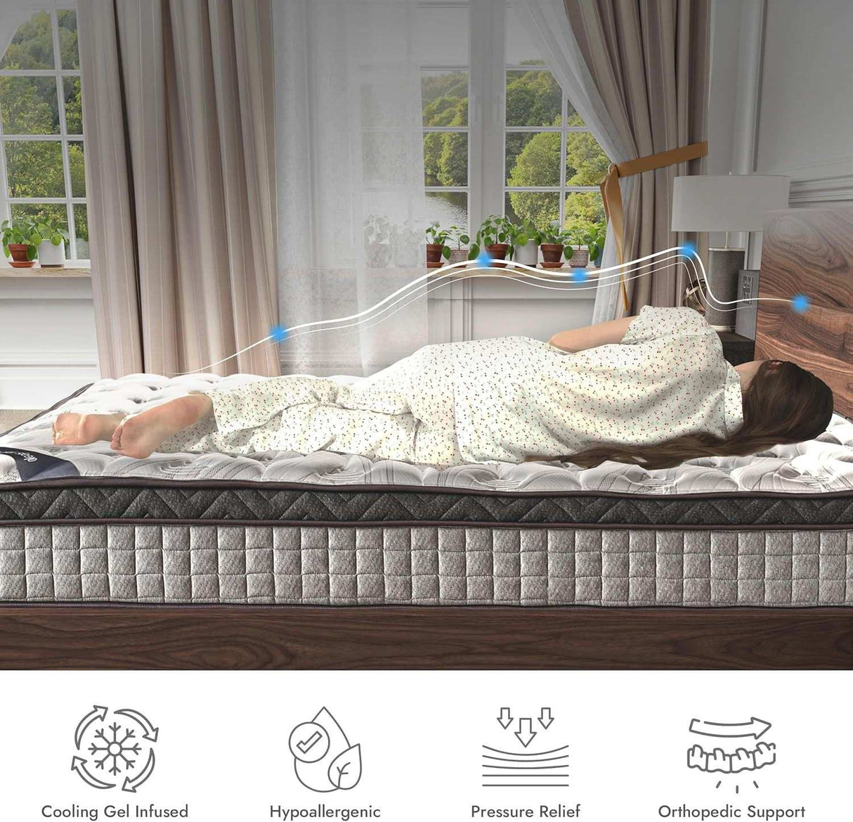 12" Hybrid Mattress, Sayre Innerspring & CoolGel Memory Foam, Medium