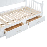 Twin Daybed, Extends to King Size, Trundle with Two Drawers, White