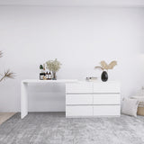6 Drawer Dresser, Adjustable Desktop or Vanity Extension, White