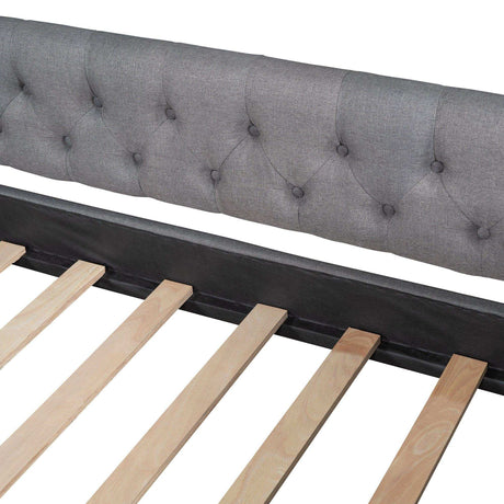 Daybed, Upholstered with Two Drawers, Gray