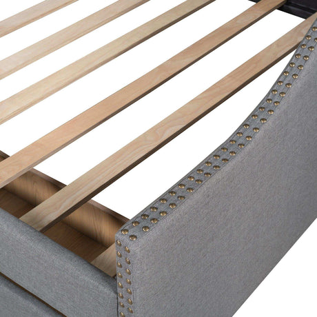 Daybed, Upholstered with Two Drawers, Gray