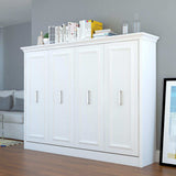 White Allegra horizontal Murphy bed closed in modern bedroom with books on top