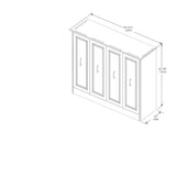 White Allegra horizontal Murphy bed closed, cabinet style, with dimensions labeled