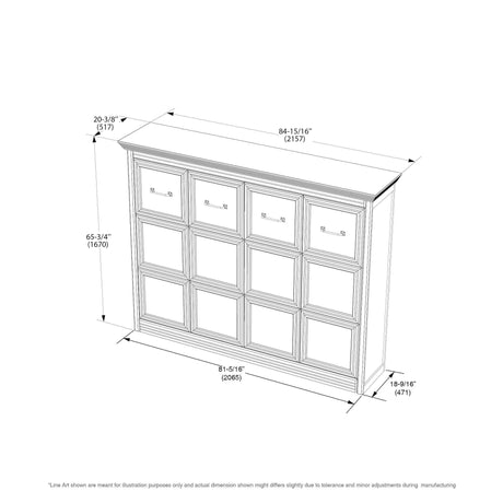 Leto Muro Full Size Murphy Bed with Headboard in Walnut Brown - Dimensions Bed Closed