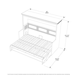 Leto Muro Full Size Murphy Bed with Headboard in Walnut Brown - Dimensions Open