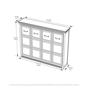 Leto Muro White, Horizontal Full Size Murphy Bed with Desk and Headboard - Dimensions No Desk A