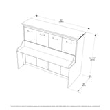 Line drawing of horizontal Murphy bed desk headboard with labeled dimensions