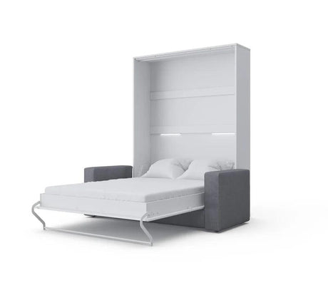 Full XL Murphy Bed with Couch | Invento Light Grey - White - Bedroom Depot USA