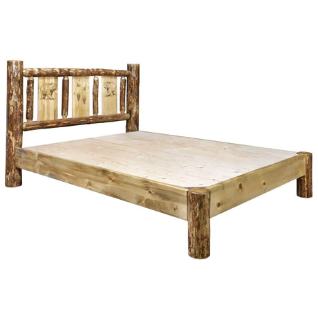 Glacier Country Collection King Platform Bed w/ Laser Engraved - Bedroom Depot USA