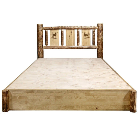 Glacier Country Collection Platform Bed w/ Storage, King w/ Laser Engraved - Bedroom Depot USA