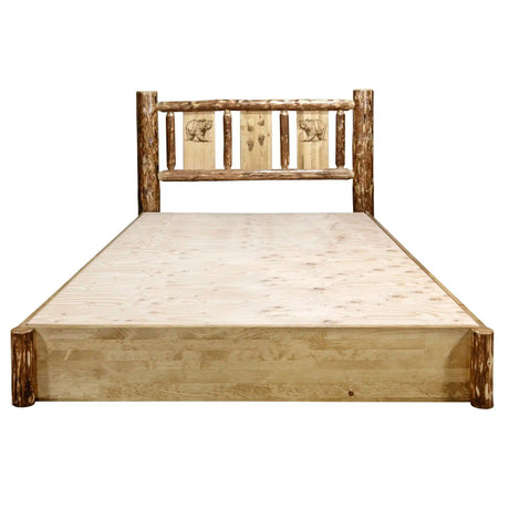 Glacier Country Collection Platform Bed w/ Storage, King w/ Laser Engraved - Bedroom Depot USA