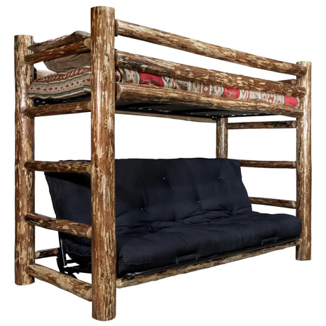 Glacier Country Collection Twin Bunk Bed over Full Futon Frame w/ Mattress MWGCTWFMR - Bedroom Depot USA