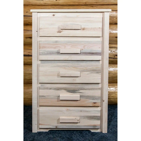 Homestead Collection 5 Drawer Chest of Drawers, Clear Lacquer Finish MWHC5DV - Bedroom Depot USA